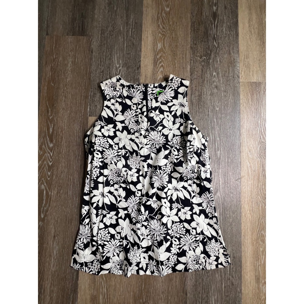 C. Wonder Floral Blouse‎ Women Size 6 Black White Excellent Sleeveless Back Zip